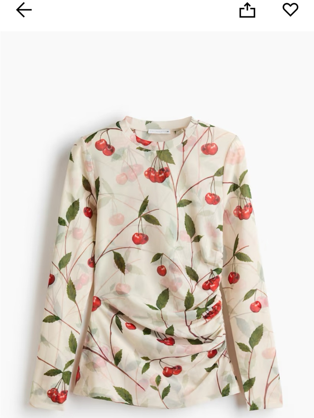 Stella McCartney Cream Long-Sleeve Top with Red Cherry Print